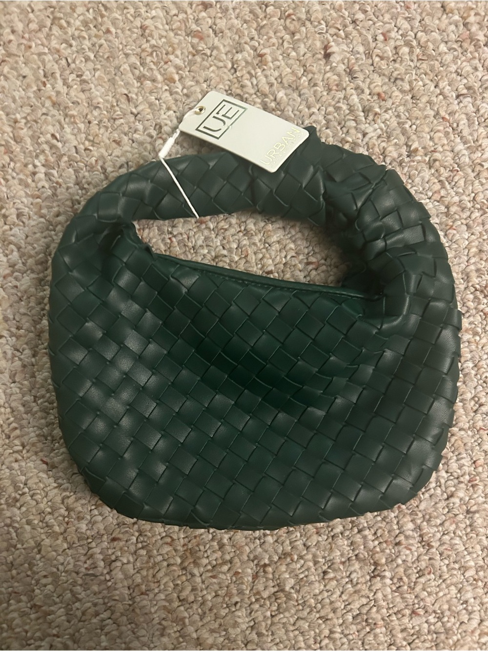 Urban Expressions Dark Green Woven Handle Hobo Bag